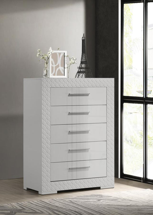 Ives Bedroom Chest of Drawers White High Gloss