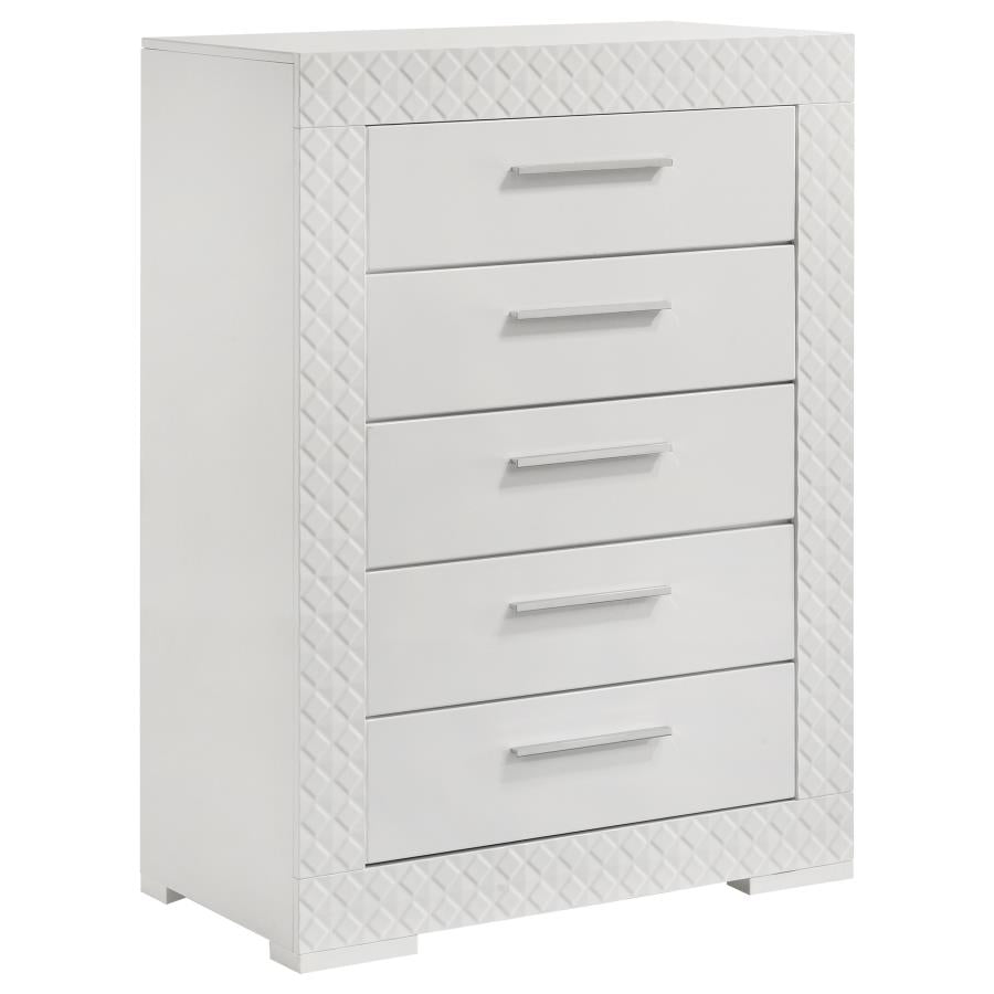 Ives Bedroom Chest of Drawers White High Gloss