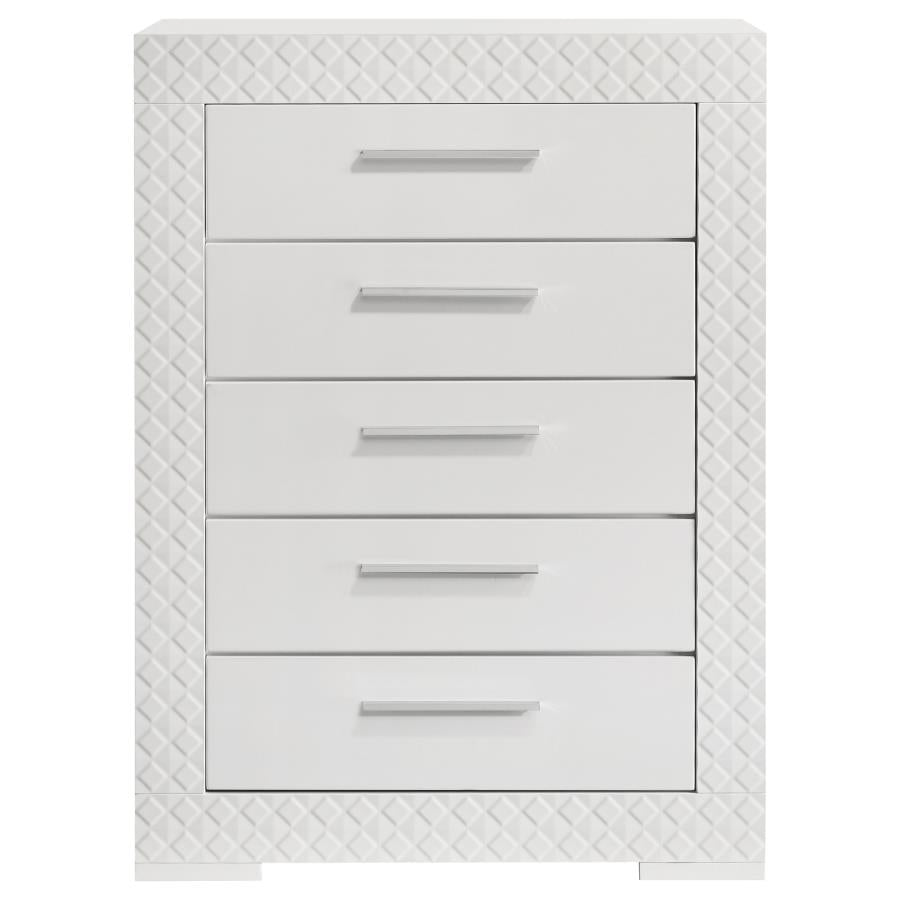 Ives Bedroom Chest of Drawers White High Gloss