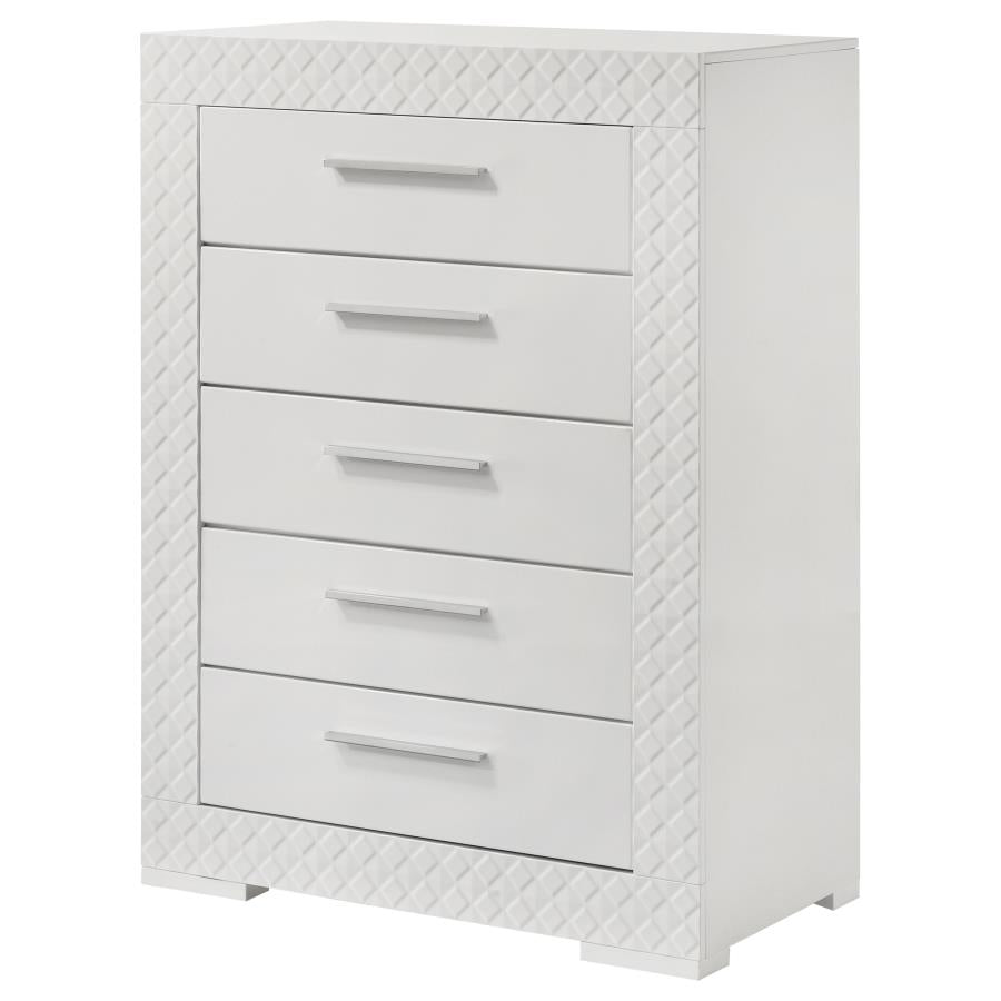 Ives Bedroom Chest of Drawers White High Gloss
