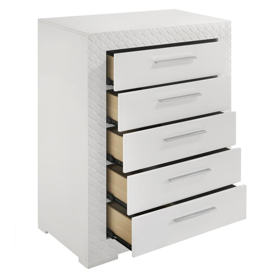 Ives Bedroom Chest of Drawers White High Gloss