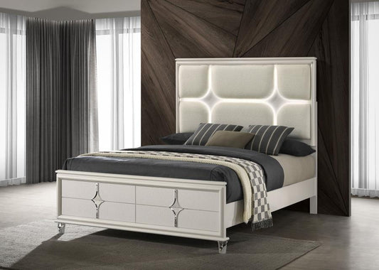 Olivia Pearl White 4 Pc LED Bedroom Set
