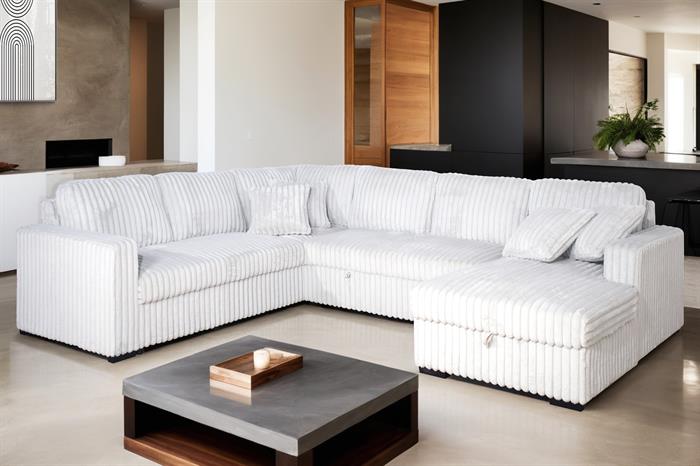 Bliss Stationary Sectional Sleeper Mist Gray
