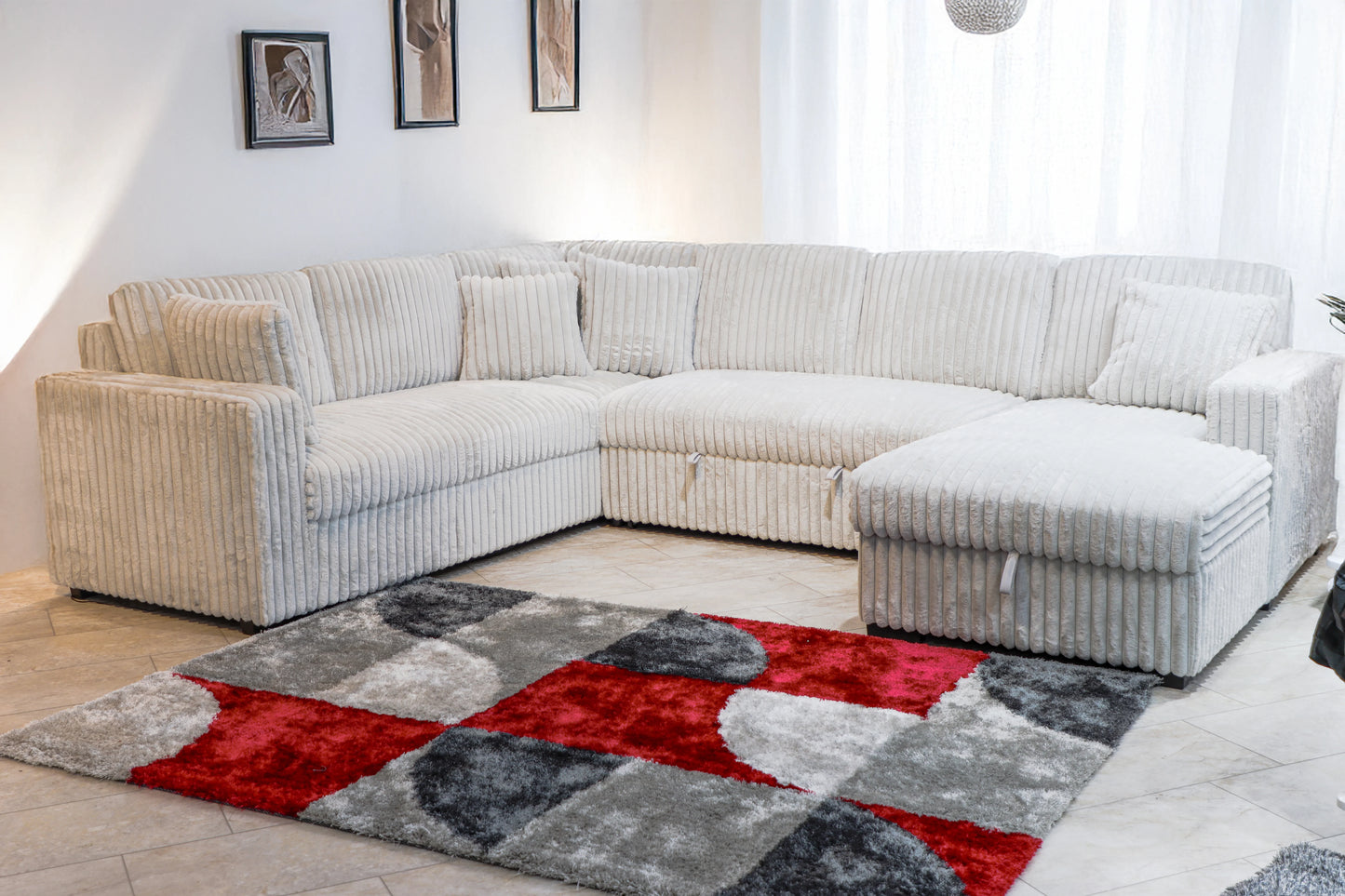 Bliss Stationary Sectional Sleeper Mist Gray