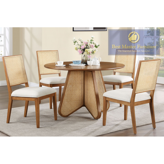2310 Cream & Walnut Rattan Dining Set