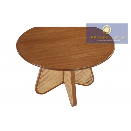 2310 Cream & Walnut Rattan Dining Set