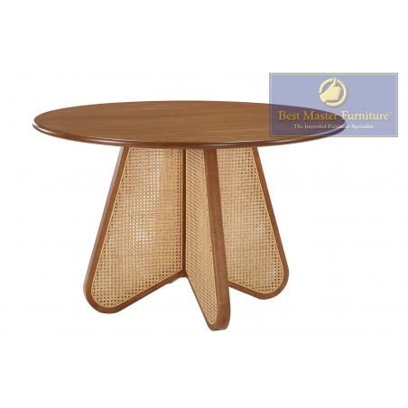 2310 Cream & Walnut Rattan Dining Set