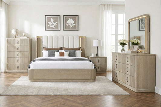 Ribbon King 4 Pc Light Oak Bedroom Set