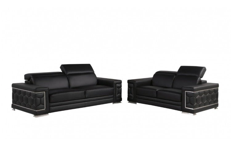 Global United 296 Black Sofa and Loveseat Set