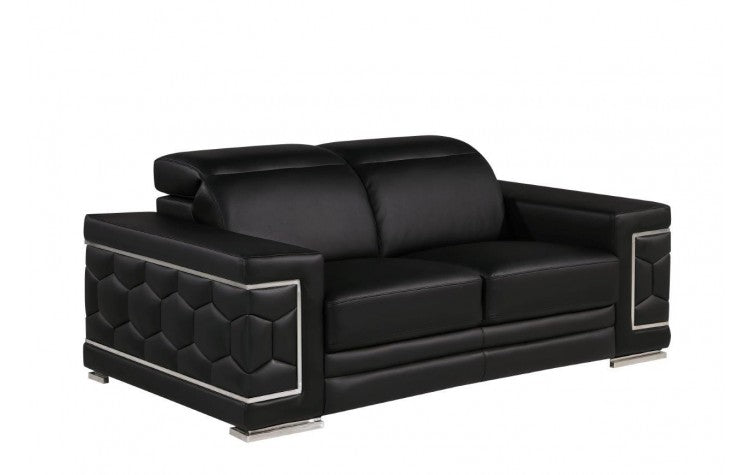 Global United 296 Black Sofa and Loveseat Set