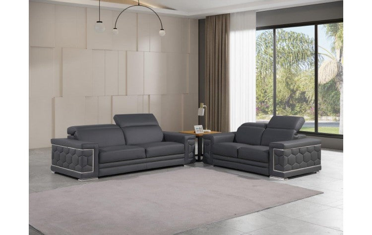 Global United 296 Black Sofa and Loveseat Set