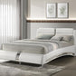 Jeremaine White Leatherette Bed - Chrome Accents