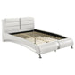Jeremaine White Leatherette Bed - Chrome Accents
