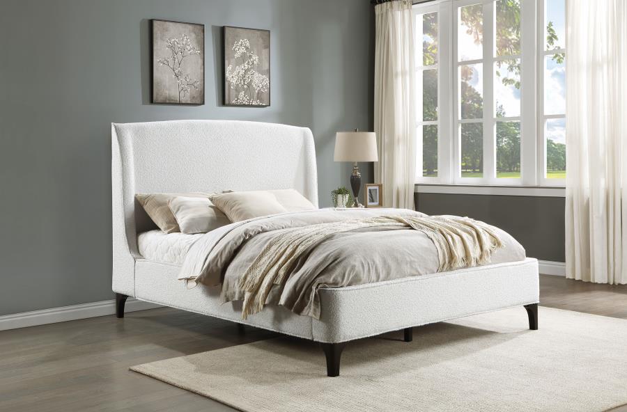 Mosby King Boucle Wingback Platform Bed