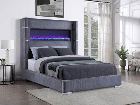 Tisdale Upholstered Flame Visualizer King Bed