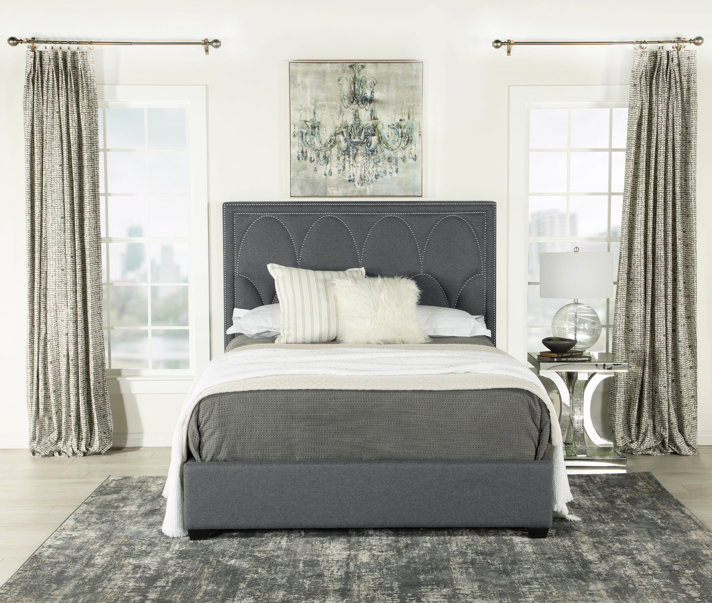 Bowfield Upholstered Bed - Charcoal Fabric