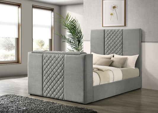 Tara King Gray Upholstered TV Bed