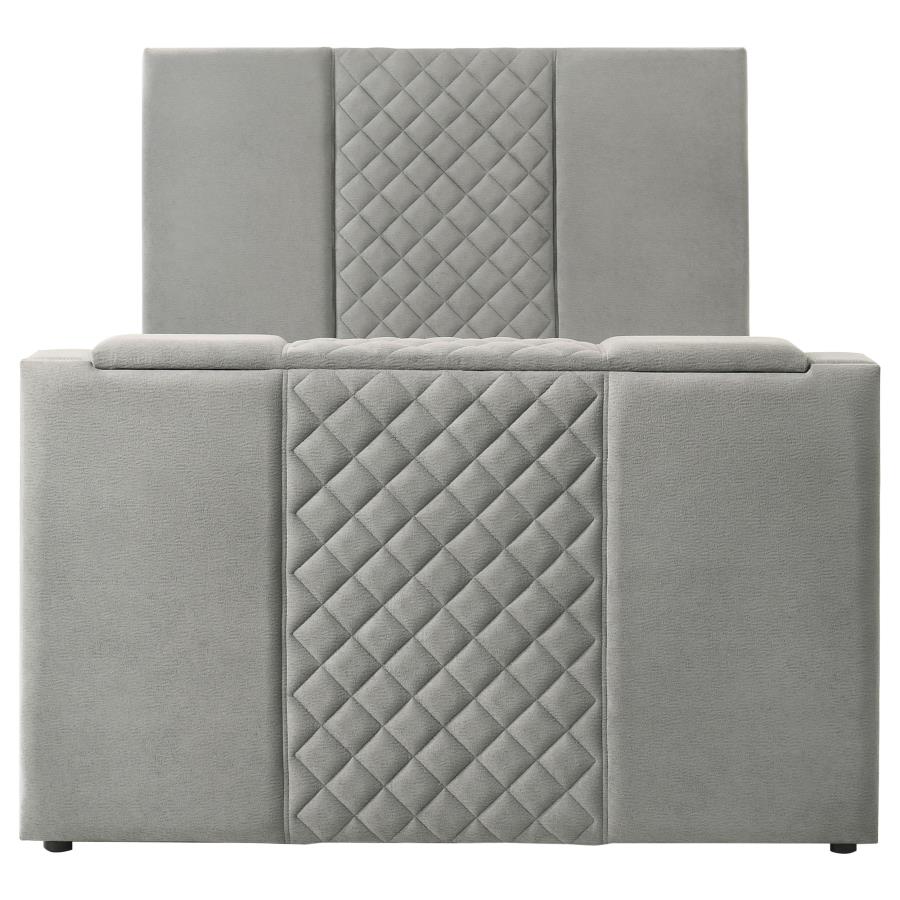 Tara Upholstered Gray TV Panel Bed