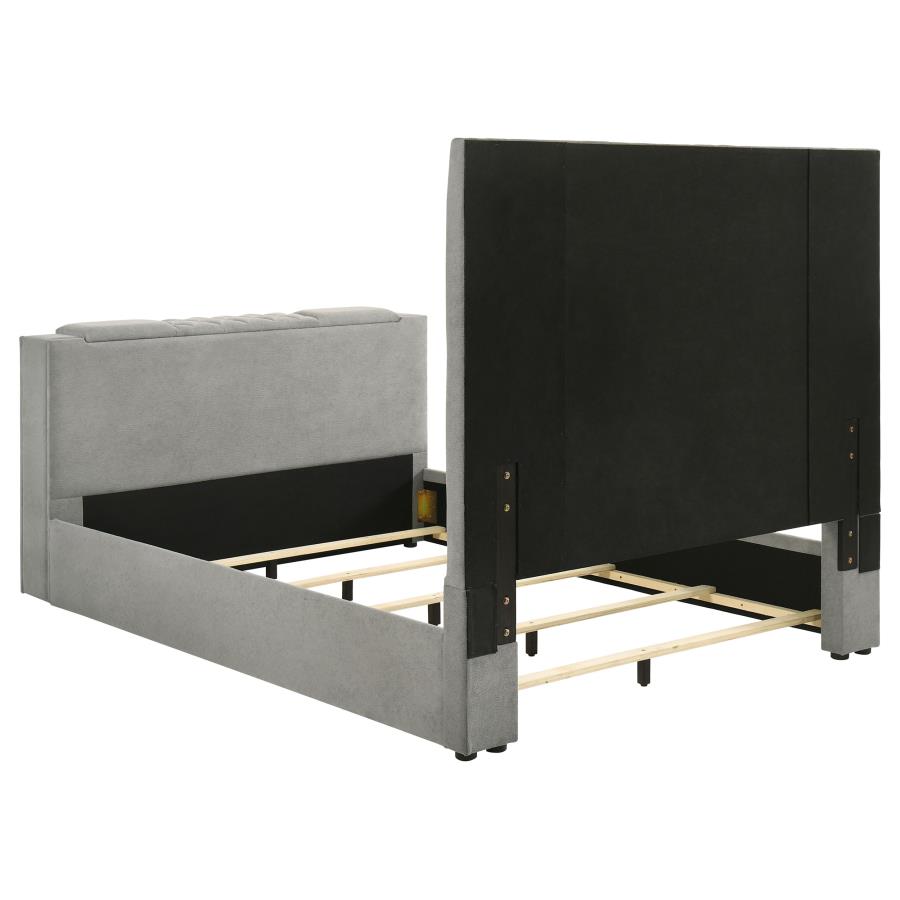 Tara King Gray Upholstered TV Bed
