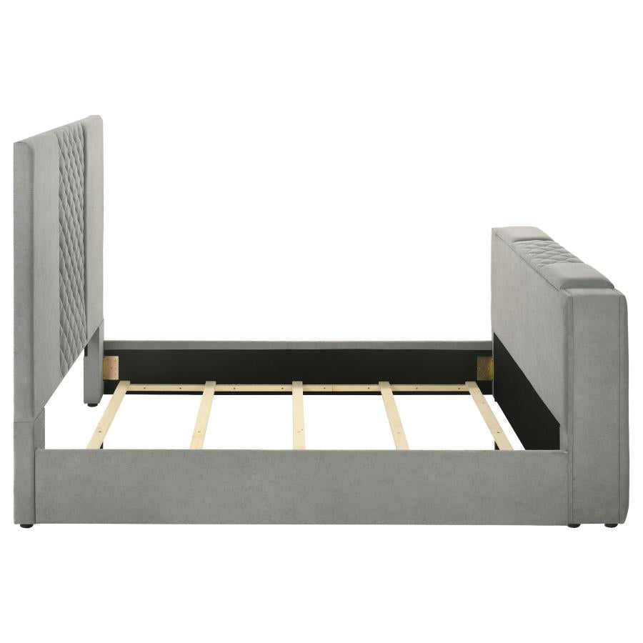 Tara King Gray Upholstered TV Bed