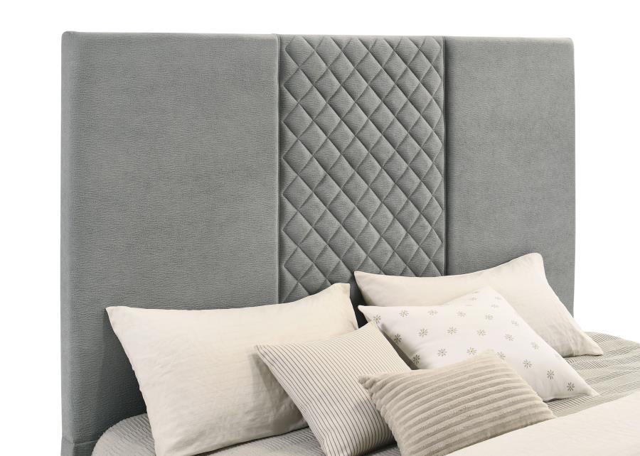Tara Upholstered Gray TV Panel Bed