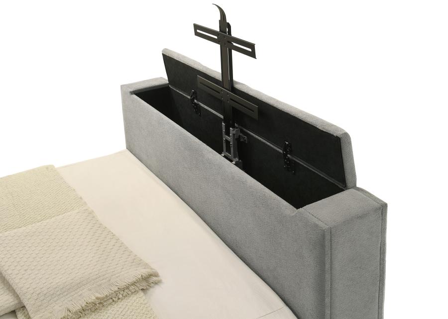 Tara Upholstered Gray TV Panel Bed