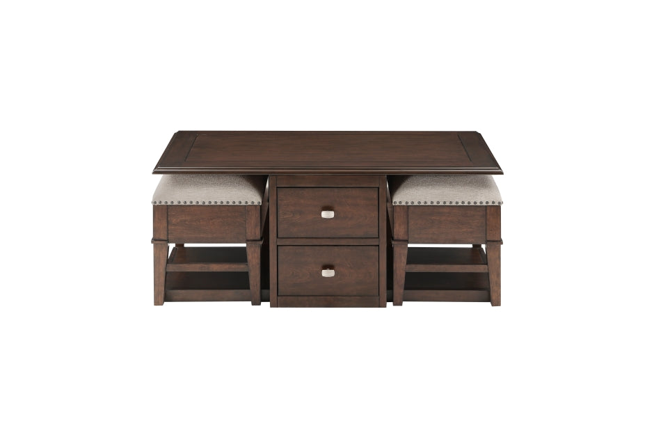 Claremore Cocktail Table with Two Ottomans