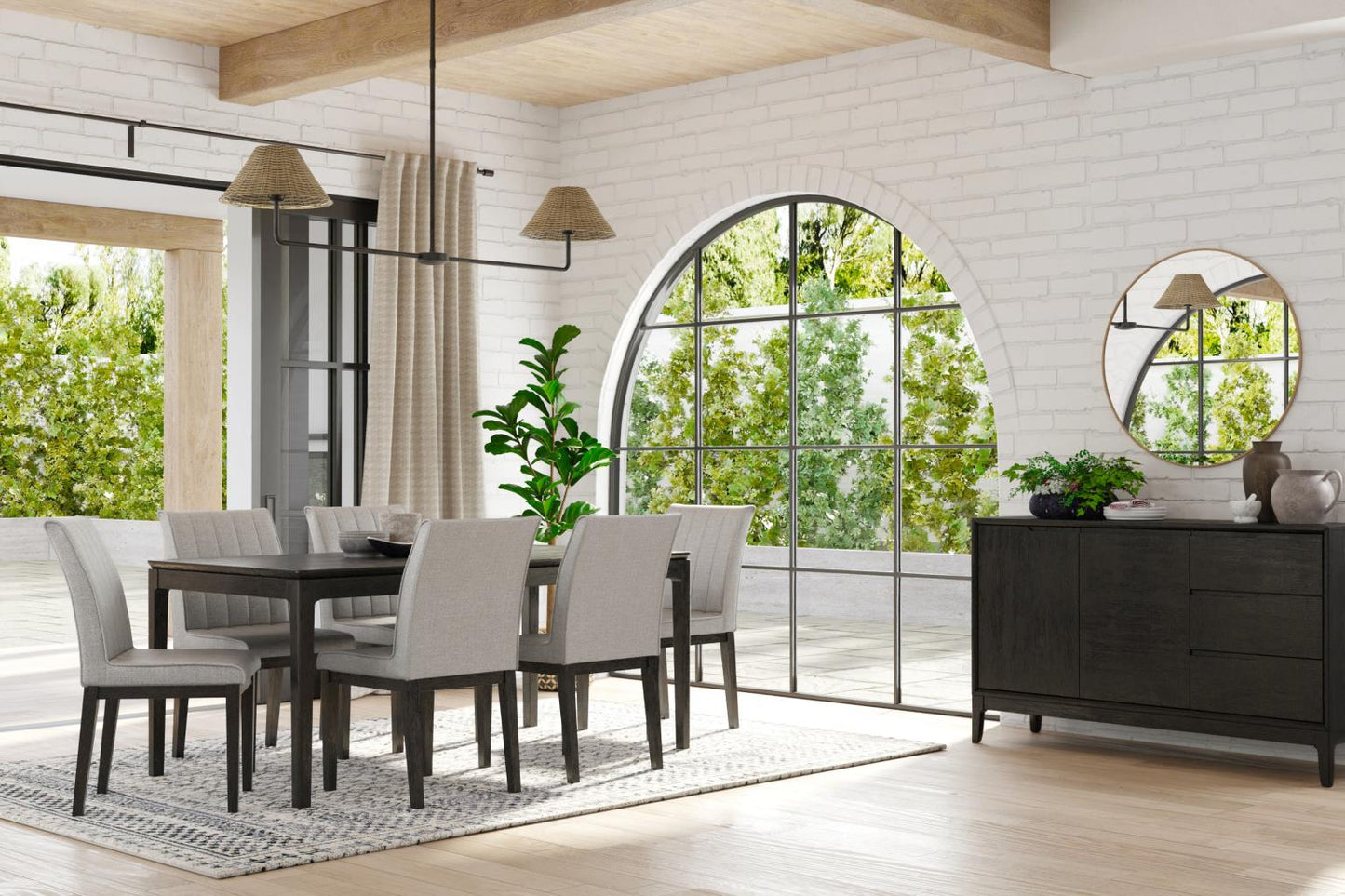 Alpine Furniture Cove Rectangular Dining Set - Vintage Black