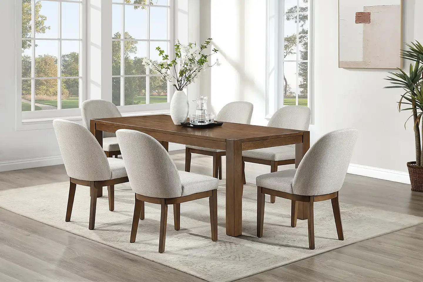 Phoenix Chestnut Finish 7 Pc Dining Set