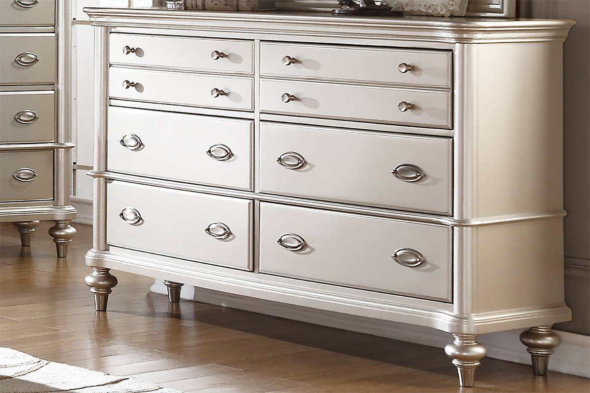Poundex F9464 Silver 4 Pc Bedroom Set