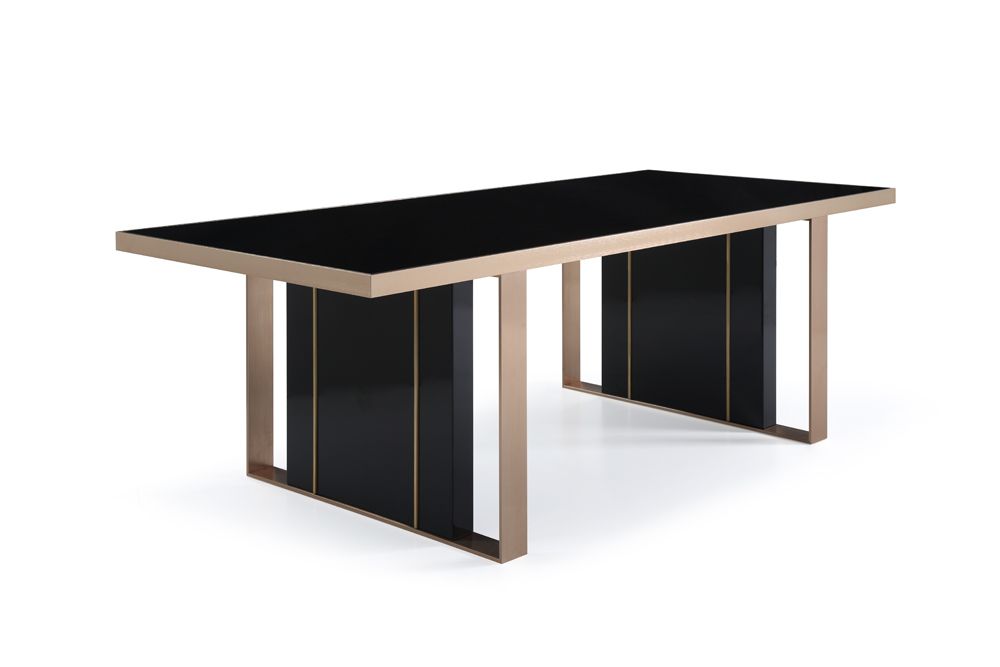 Cartier Modern Black & Rosegold Dining Table Set