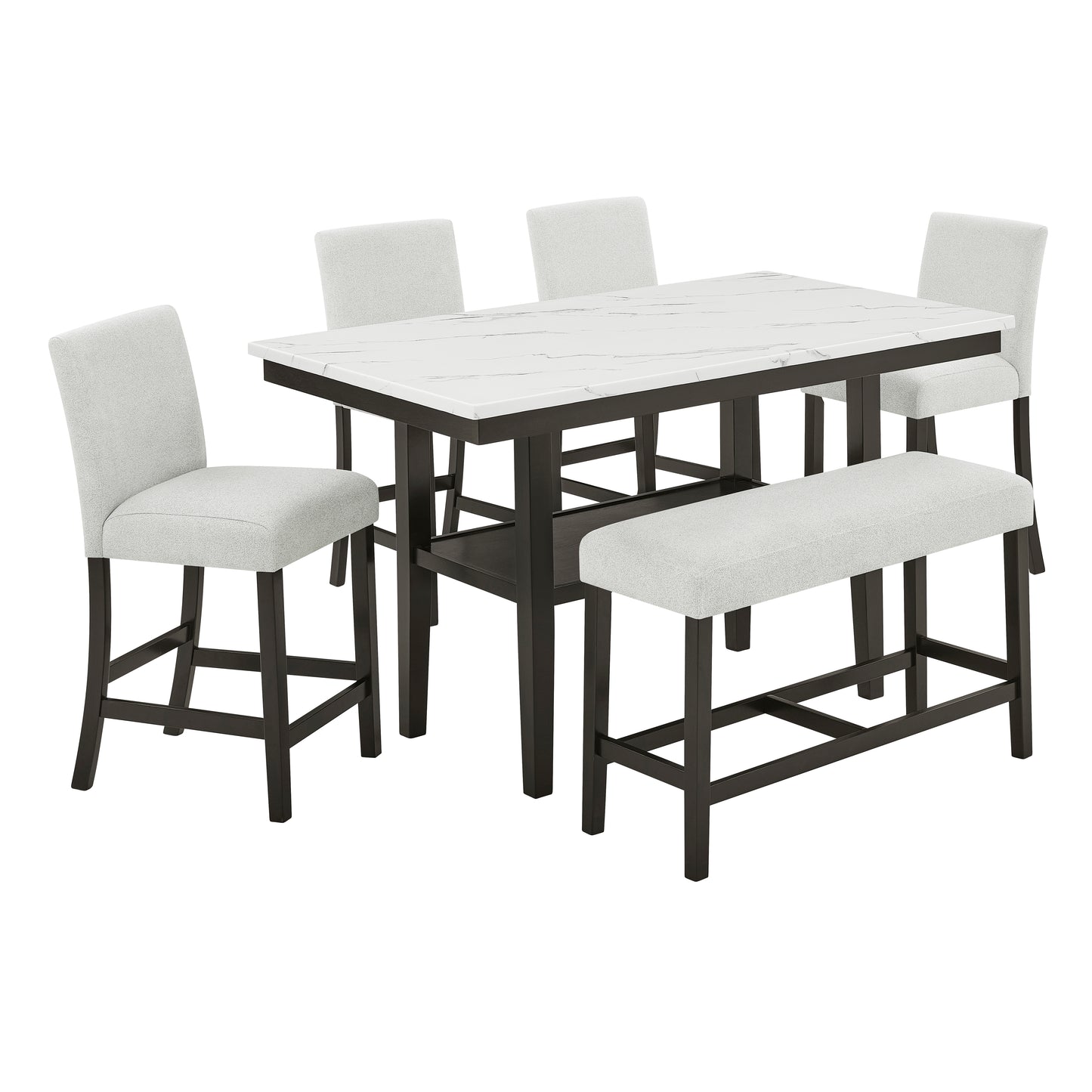 Carissa 6 Pc Dining Set w/Storage Shelf