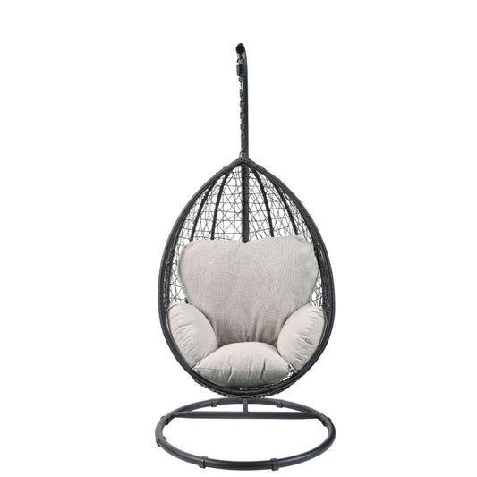 Silla columpio para patio Simona de mimbre y metal 