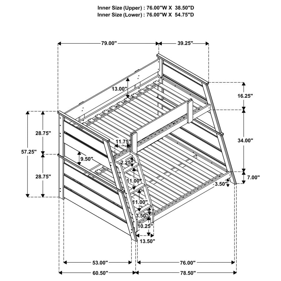 Holden White Twin Full Bunk Bed