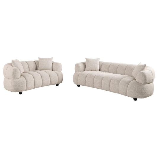 Whitney Channel Tufted Upholstered Sofa Set