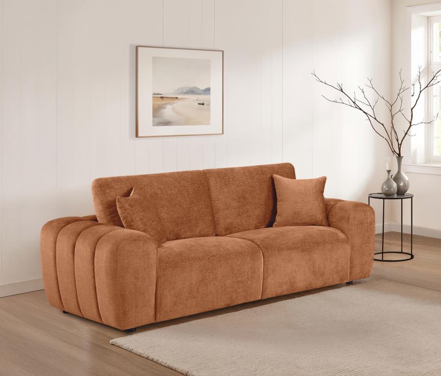 Burnett Burnt Orange Chenille Sofa Collection