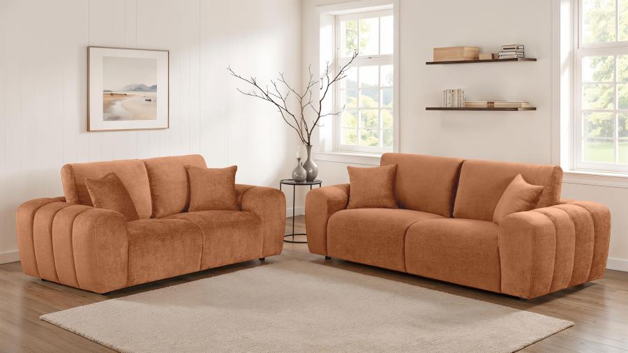 Burnett Burnt Orange Chenille Sofa Collection