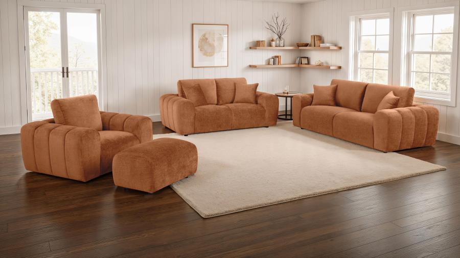 Burnett Burnt Orange Chenille Sofa Collection