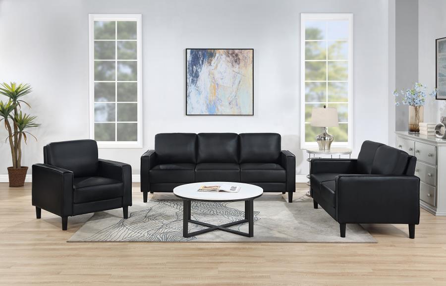 Ruth 3 Pc Black Upholstered Sofa 508361-S3