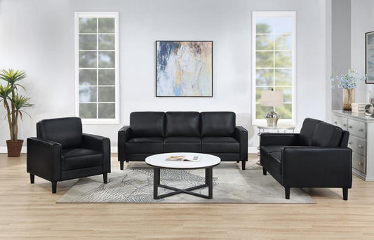 Ruth 3 Pc Black Upholstered Sofa 508361-S3