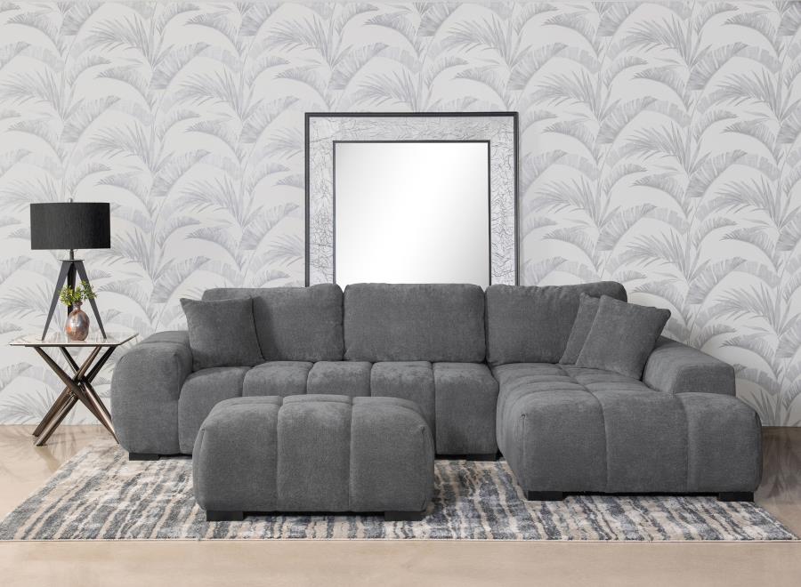 Octavia Upholstered Sectional Chaise - Charcoal Gray