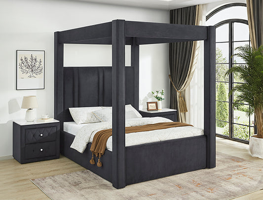 Jayla Black Velvet Eastern King Bed 5117BK-K