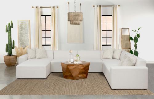 Freddie 7 Pc Upholstered Modular Sectional Pearl