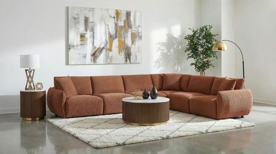 Elysia 6 Pc Coral Chenille Modular Sectional