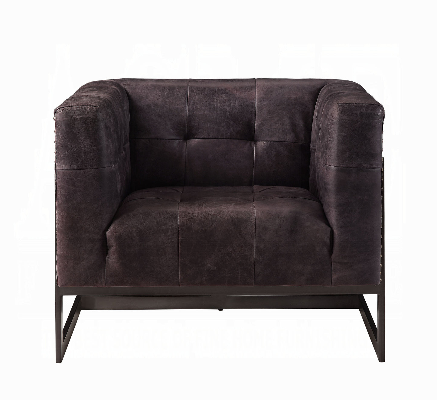 Sagat Ebony Top Grain Leather Accent Chair