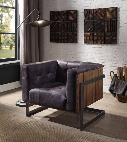 Sagat Ebony Top Grain Leather Accent Chair