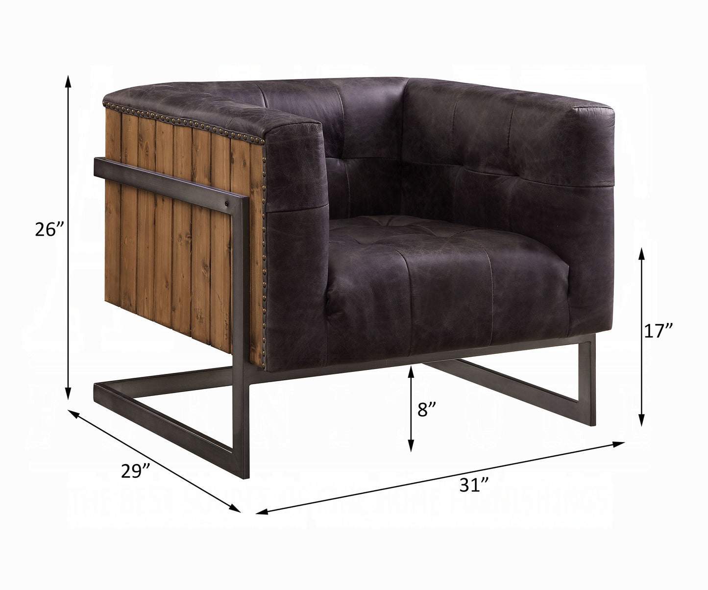 Sagat Ebony Top Grain Leather Accent Chair