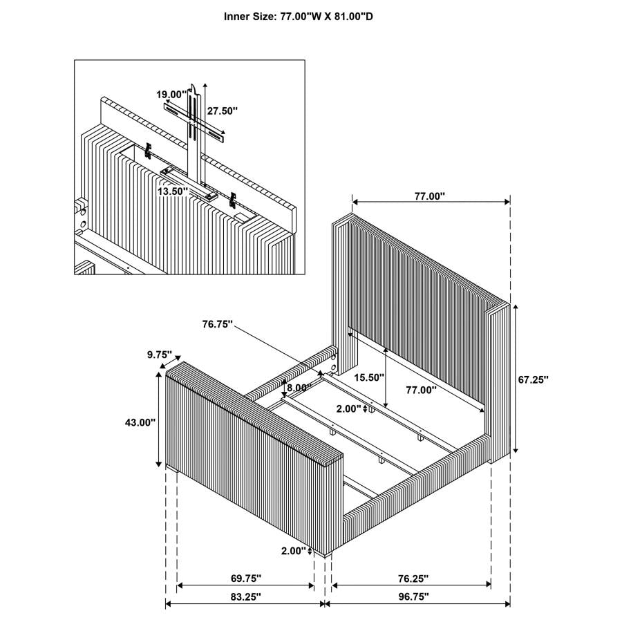Centergrove Upholstered Eastern King TV Bed