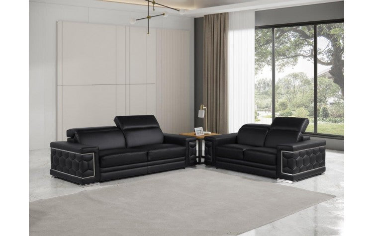 Global United 296 Black Sofa and Loveseat Set