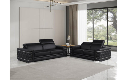 Global United 296 Black Sofa and Loveseat Set